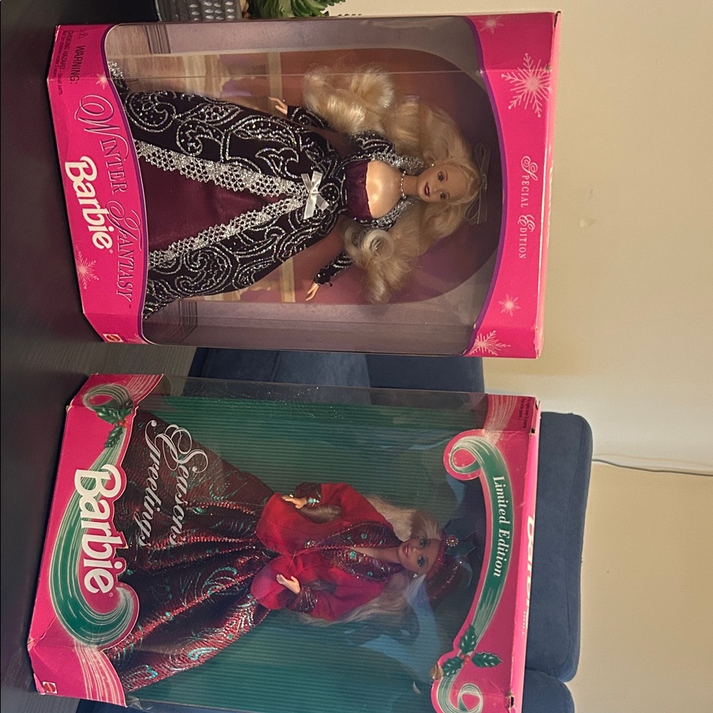 Barbie Winter Glamour Dolls in Black, White, Red, and Green